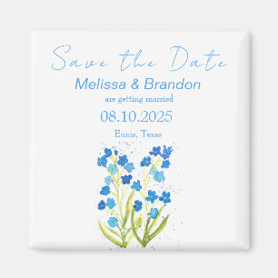 Forget me not Blue Floral Spring Rustic Wedding Magnet