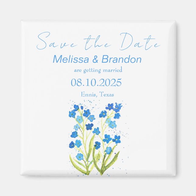 Forget me not Blue Floral Spring Rustic Wedding  Magnet (Front)