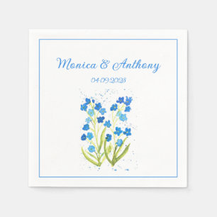 Forget me not Blue Flowers Elegant Wedding Napkin
