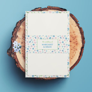 Forget Me Not Blue & Pink Watercolor Wedding Invitation Belly Band