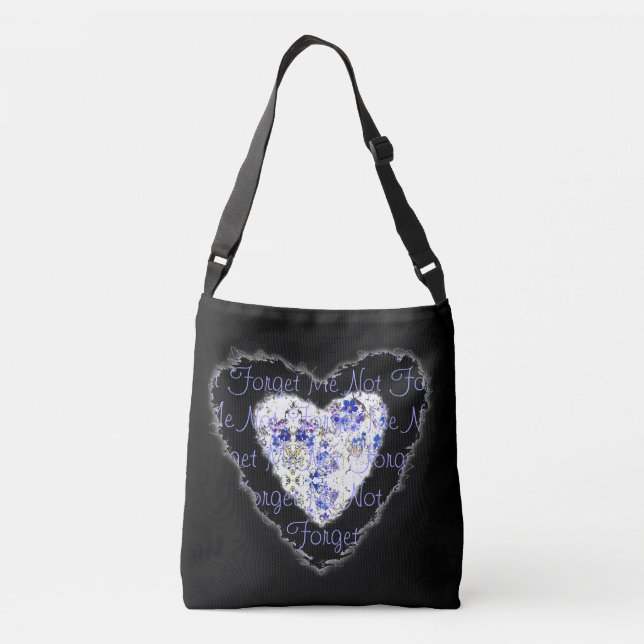 Forget-Me-Not Blue & Purple Heart 2 sides Crossbody Bag (Back)