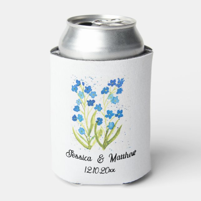 Forget me not Blue Spring floral nature Weddings Can Cooler (Can Front)