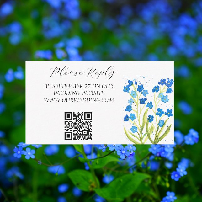 Forget me not Blue Spring Flowers Floral Wedding  Enclosure Card (Creator Uploaded)