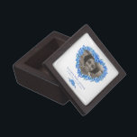 Forget-me-not blue white heart photo keepsake gift box<br><div class="desc">Ideal to keep your inherited gift or a special item from a passed loved one. Personalise with your loved one's photo,  name,  and dates. Other matching items are available. Original hand-inked and watercolor forget-me-nots floral art and design by www.mylittleeden.com</div>