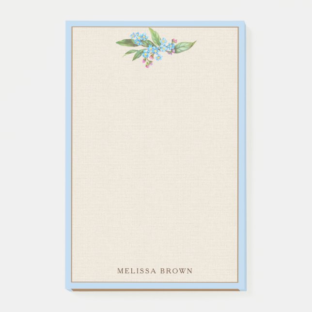 Forget-Me-Not Bouquet Blue Flowers Rustic Cute Post-it Notes (Front)