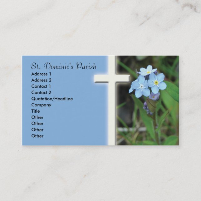 Forget Me Not Cross Christian Business Card (Front)
