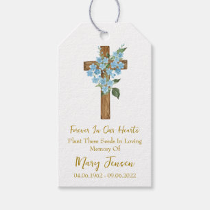 Forget me not Cross Memorial Funeral Seed Packet  Gift Tags