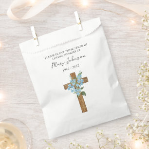 Forget me not Cross Seed Packet Funeral Favor Bag