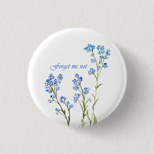 Forget me not Custom Watercolor Garden Flower 3 Cm Round Badge