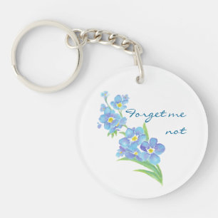 Forget me not Custom Watercolor Garden Flower Keyc Key Ring