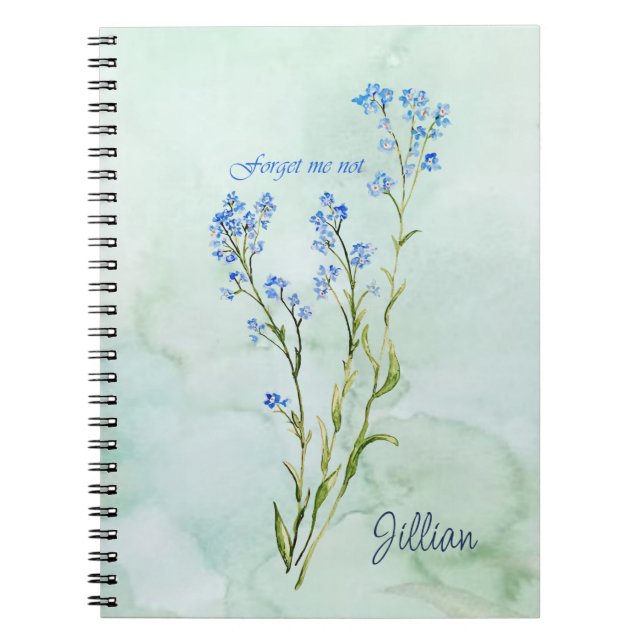Forget me not Custom Watercolor Garden Flower Notebook (Front)