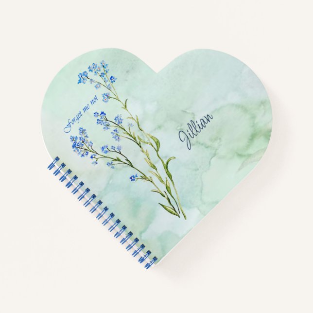 Forget me not Custom Watercolor Garden Flower Notebook (Front)