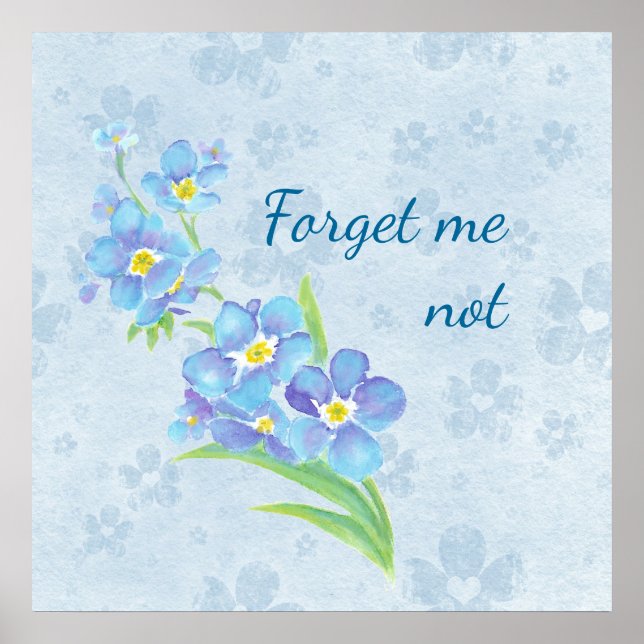 Forget me not Custom Watercolor Garden Flower Poster (Front)