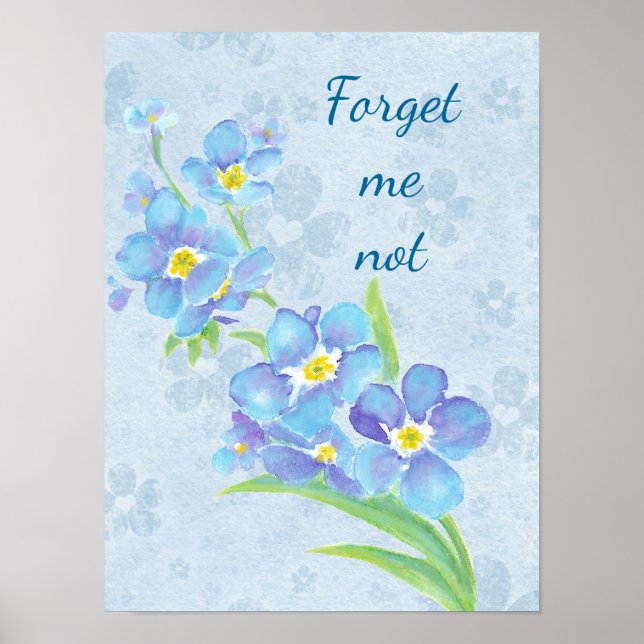 Forget me not Custom Watercolor Garden Flower  Poster (Front)