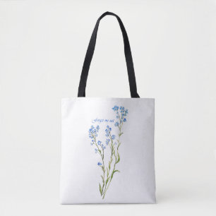 Forget me not Custom Watercolor Garden Flower Tote Bag
