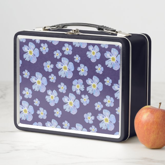 Forget me not  Design on  Metal Lunch Box (In Situ)