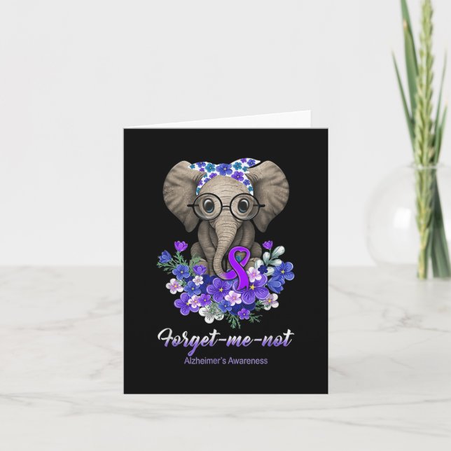 Forget Me Not Elephant Flowers Heimerheimer Brain  Card (Front)