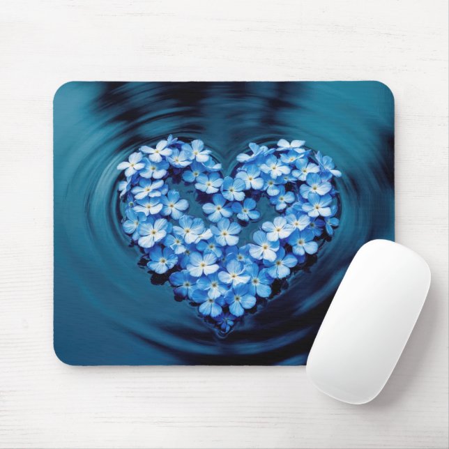 Forget-me-not Floating Heart Petals Mouse Pad (With Mouse)