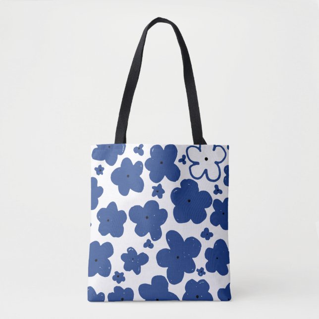 Forget Me Not Floral Blue  Tote Bag (Front)