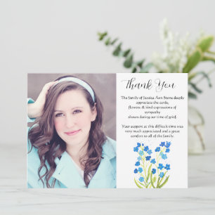 Forget Me Not Floral Funeral Death Thank you Invitation