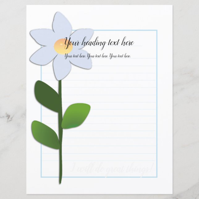 Forget Me Not Floral Lined Writing Paper (Front)