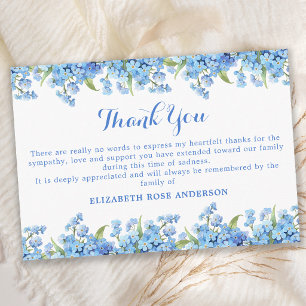 Forget Me Not Floral Memorial Elegant Funeral Thank You Card