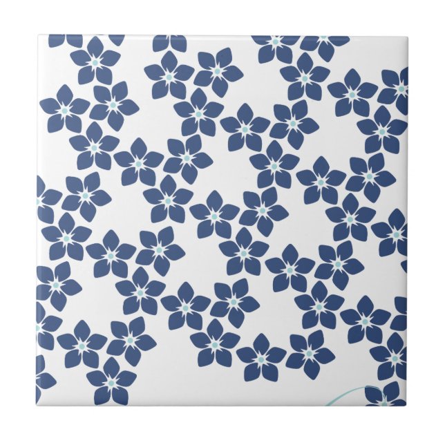 Forget-Me-Not Floral Pattern Ceramic Tile (Front)