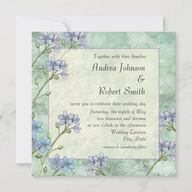 Forget Me Not Floral Spring Wedding Invitations (Front)