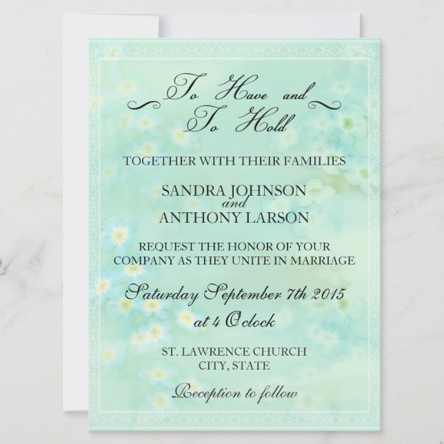 Forget Me Not Floral Wedding Invitation (Front)
