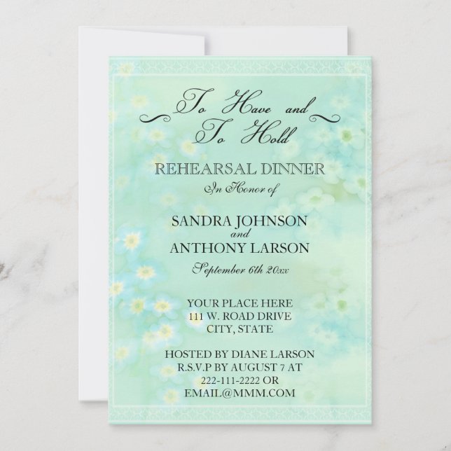 Forget Me Not Floral Wedding Rehearsal Invitation (Front)