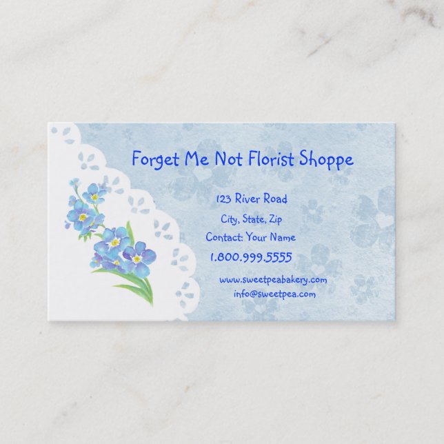 Forget Me Not Florist Shoppe Flower Business Card (Front)