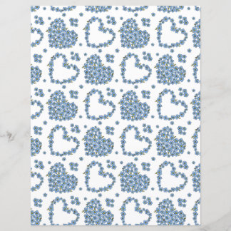 Forget me not flower field with hearts