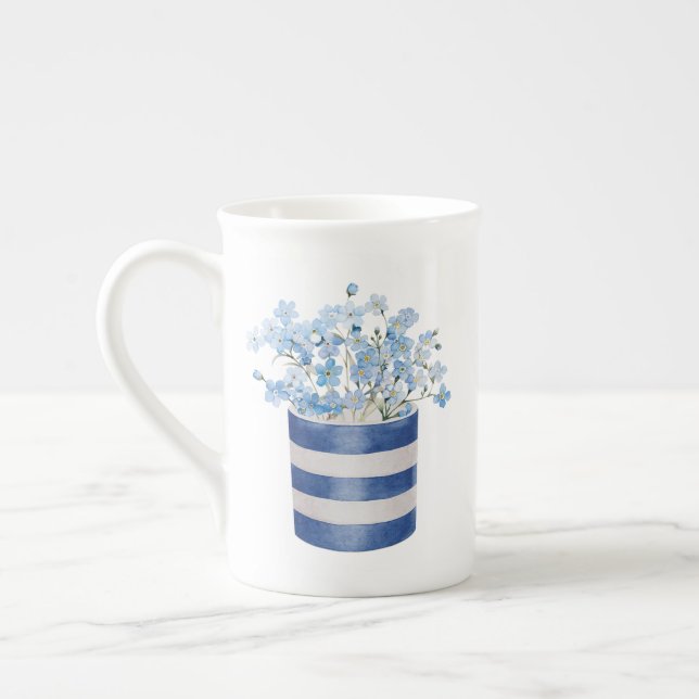 Forget Me Not Flower Lover Ceramic Bone China Mug (Left)