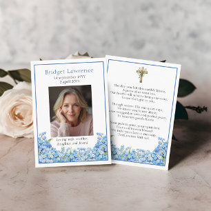 Forget-me-not Flower Memorial Photo Prayer Card