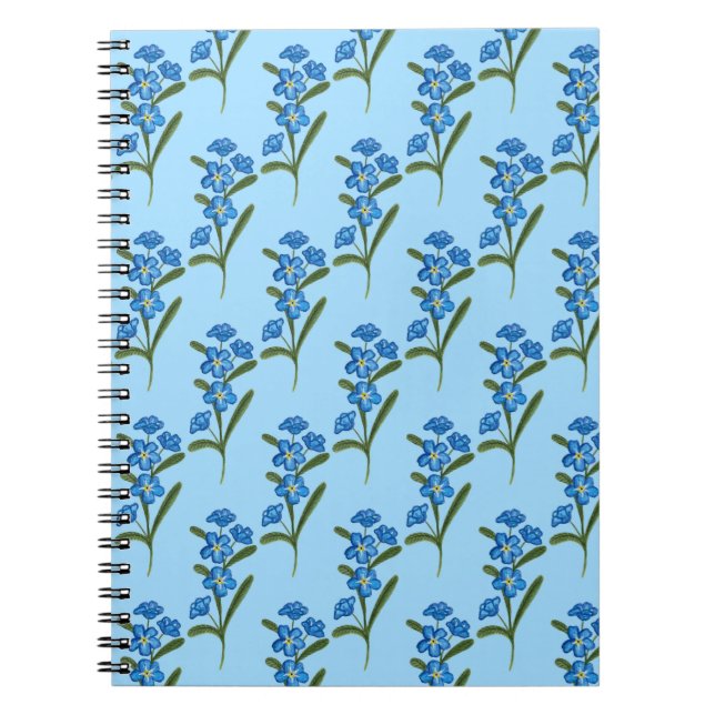 Forget Me Not Flower Notebook Blue Pattern (Front)
