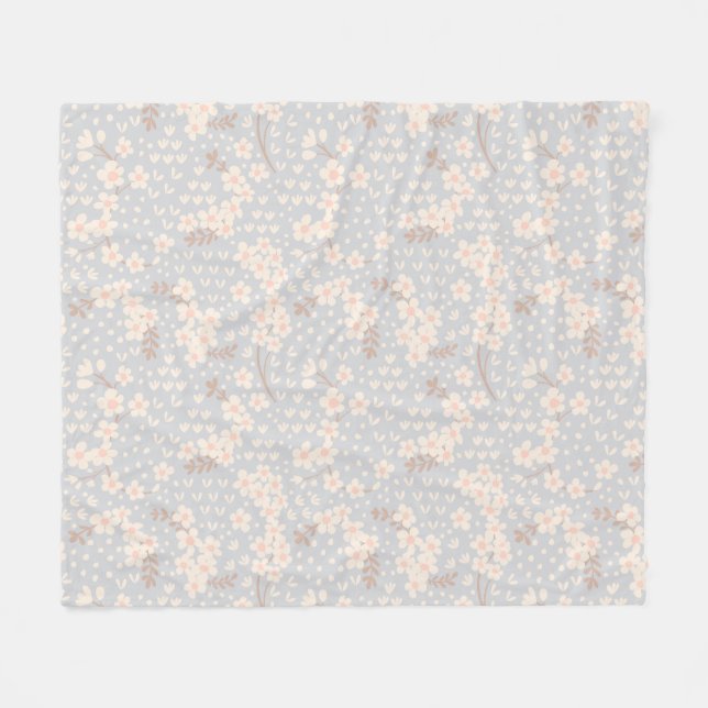 Forget-me-not flower Pattern Fleece Blanket (Front (Horizontal))