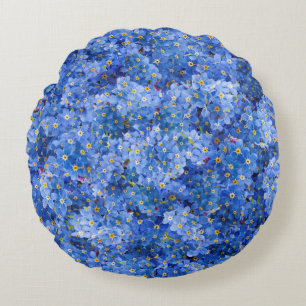 Forget Me Not Flower Pattern Round Cushion