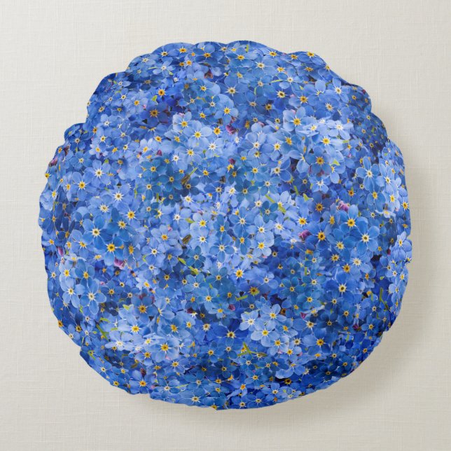 Forget Me Not Flower Pattern Round Cushion (Front)