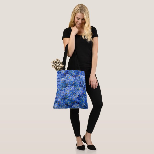 Forget Me Not Flower Pattern Tote Bag (On Model)