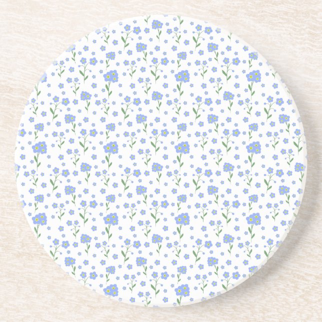 Forget-me-not, flower seamless pattern coaster (Front)