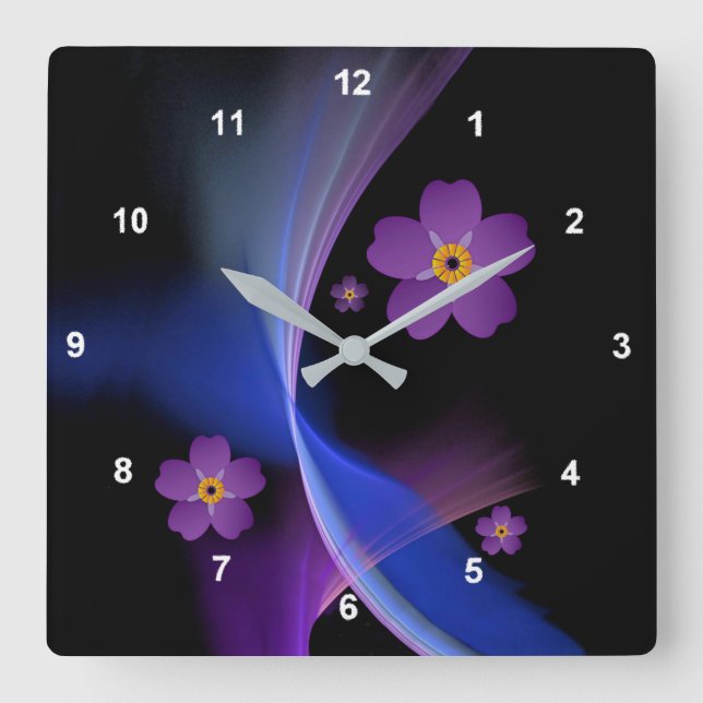 Forget-Me-Not flower Square Wall Clock (Front)