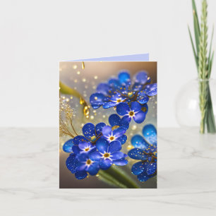 Forget-me-not flower with gold accents note card