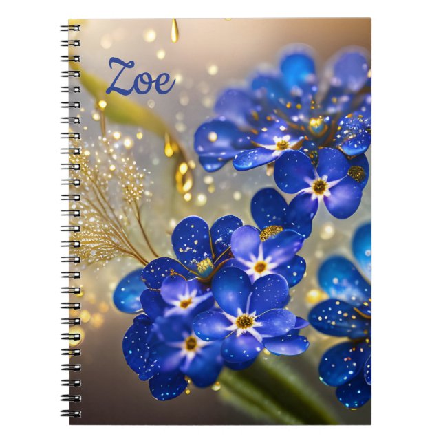 Forget-me-not flower with gold accents notebook (Front)