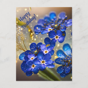Forget-me-not flower with gold accents  postcard
