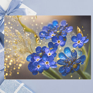 Forget-me-not flower with gold accents tissue paper