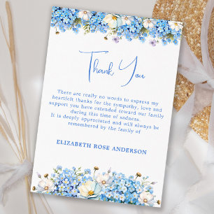 Forget Me Not Flowers Blue Modern Memorial Funeral Thank You Card