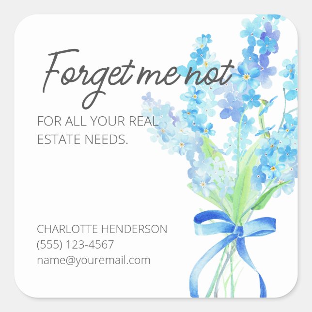 Forget Me Not Flowers Business Labels (Front)