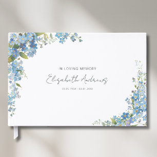 Forget Me Not Flowers Funeral Memorial Guest Book