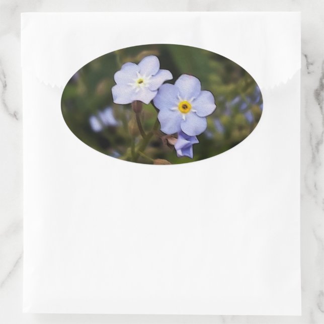 Forget me not flowers oval sticker (Bag)