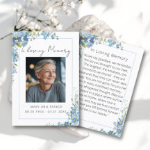 Forget Me Not Flowers Photo Prayer Cards